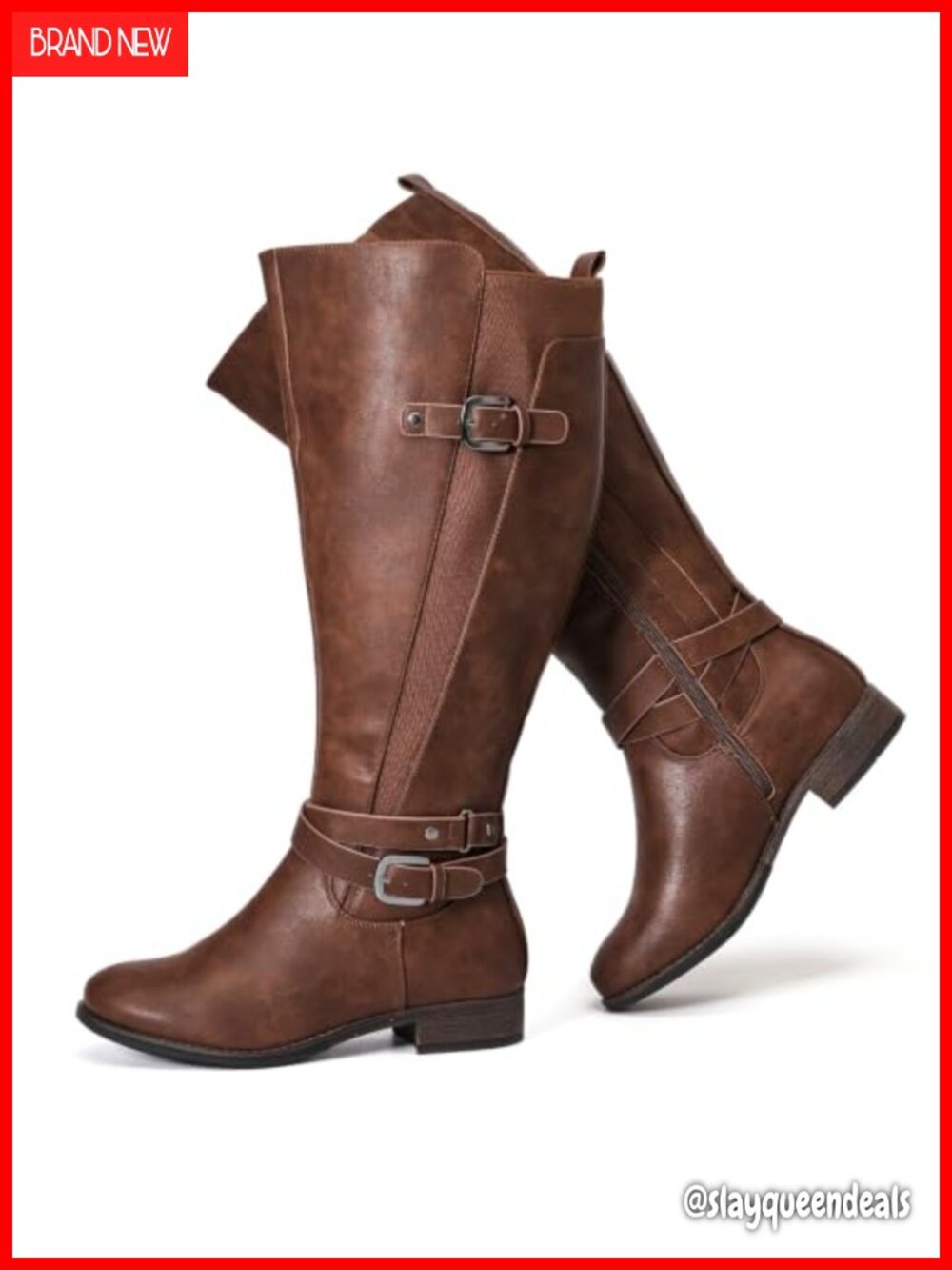 Extra Wide Calf Knee High Boots Faux Leather Memory Foam Comfort
